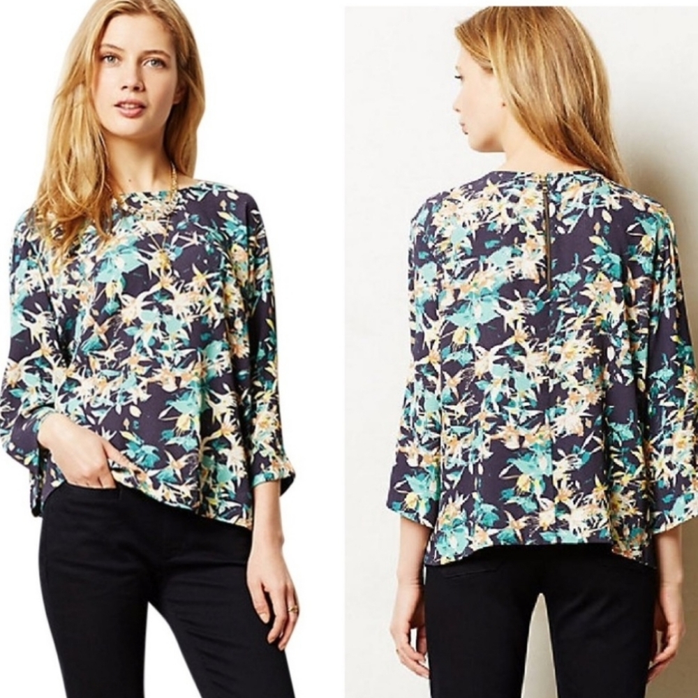 Anthropologie Sam & Lavi Tropical Leyden Blouse Top S EUC! ☀️ Summer Tra…